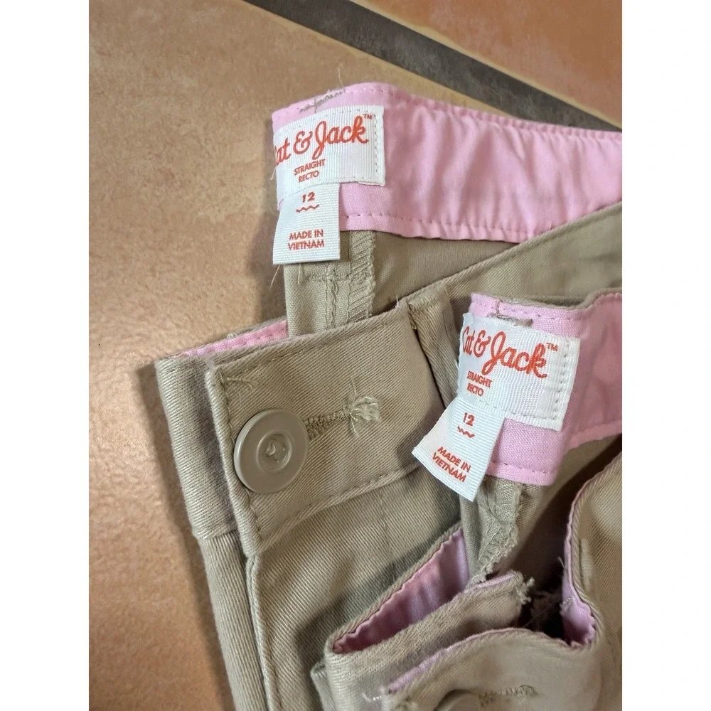 2 NWT Cat & Jack Girls Straight School Uniform Pants Navy Blue Size 12